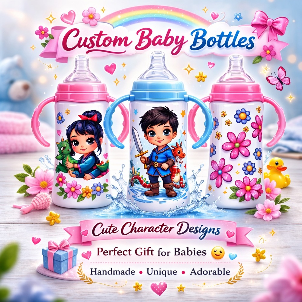 Custom Baby Bottle with Cute Character Design 240 ml